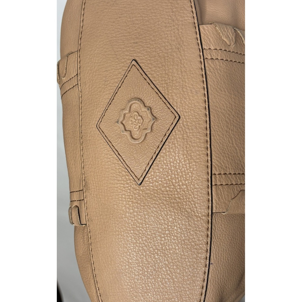 Oryany Tan Leather Whipstitch Satchel Crossbody Handbag Gold Hardware - Picture 8 of 10